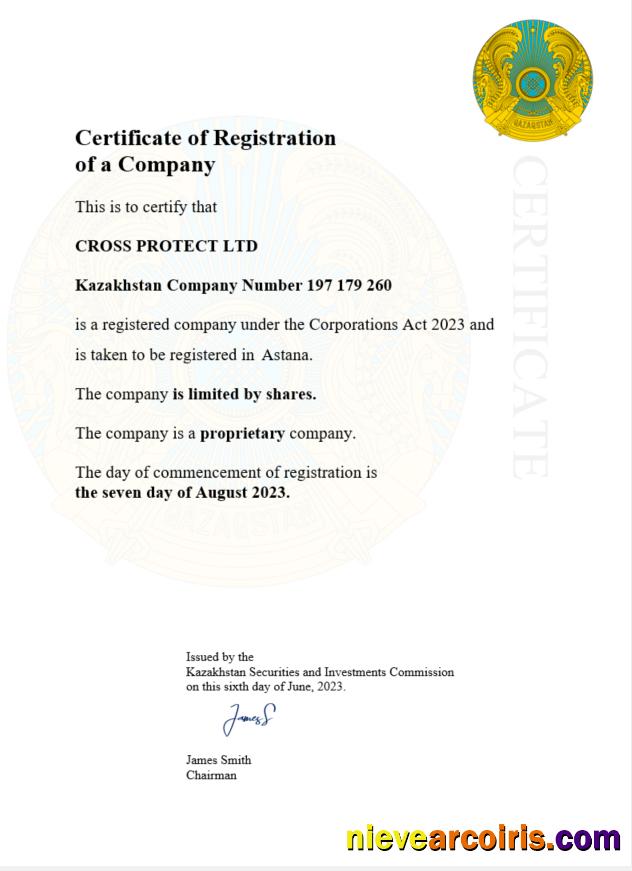 Kazakhstan certificate of registration